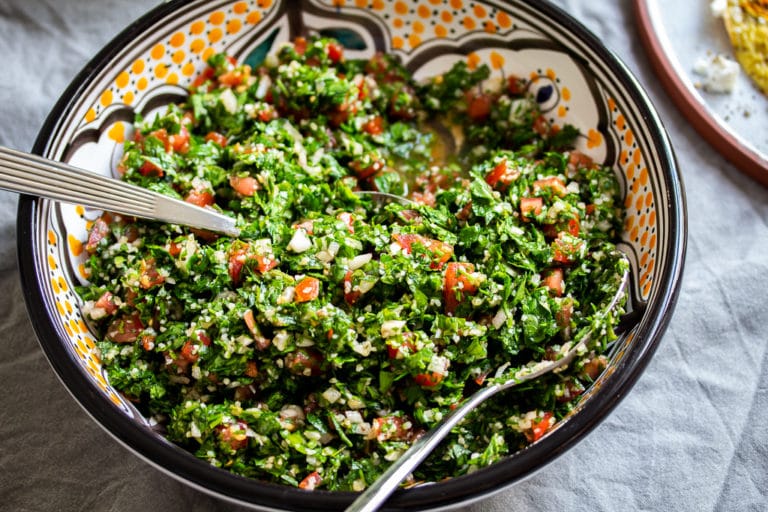 Taboulé parsley salad served in a bowl.