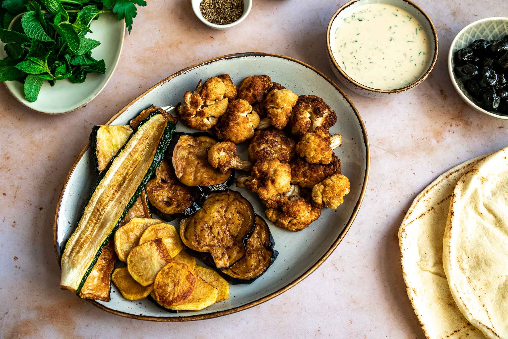 Makali légumes frits pour mezze