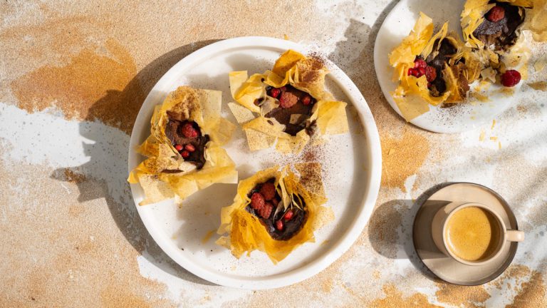 Tartelettes de filo croustillantes au chocolat et au moka