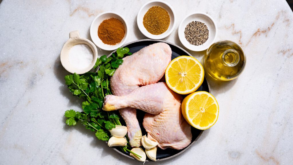 Ingredients for lemon chicken.