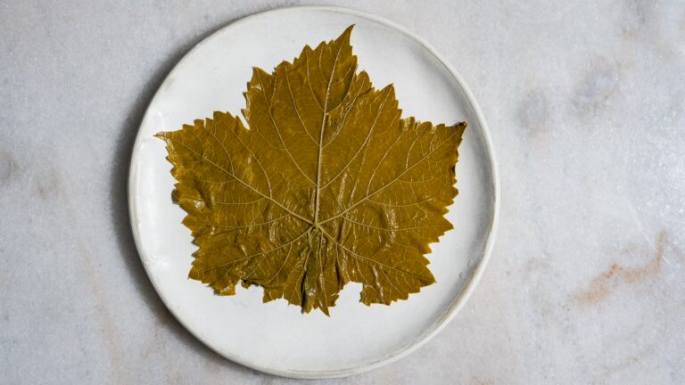 Hojas de parra en un plato.